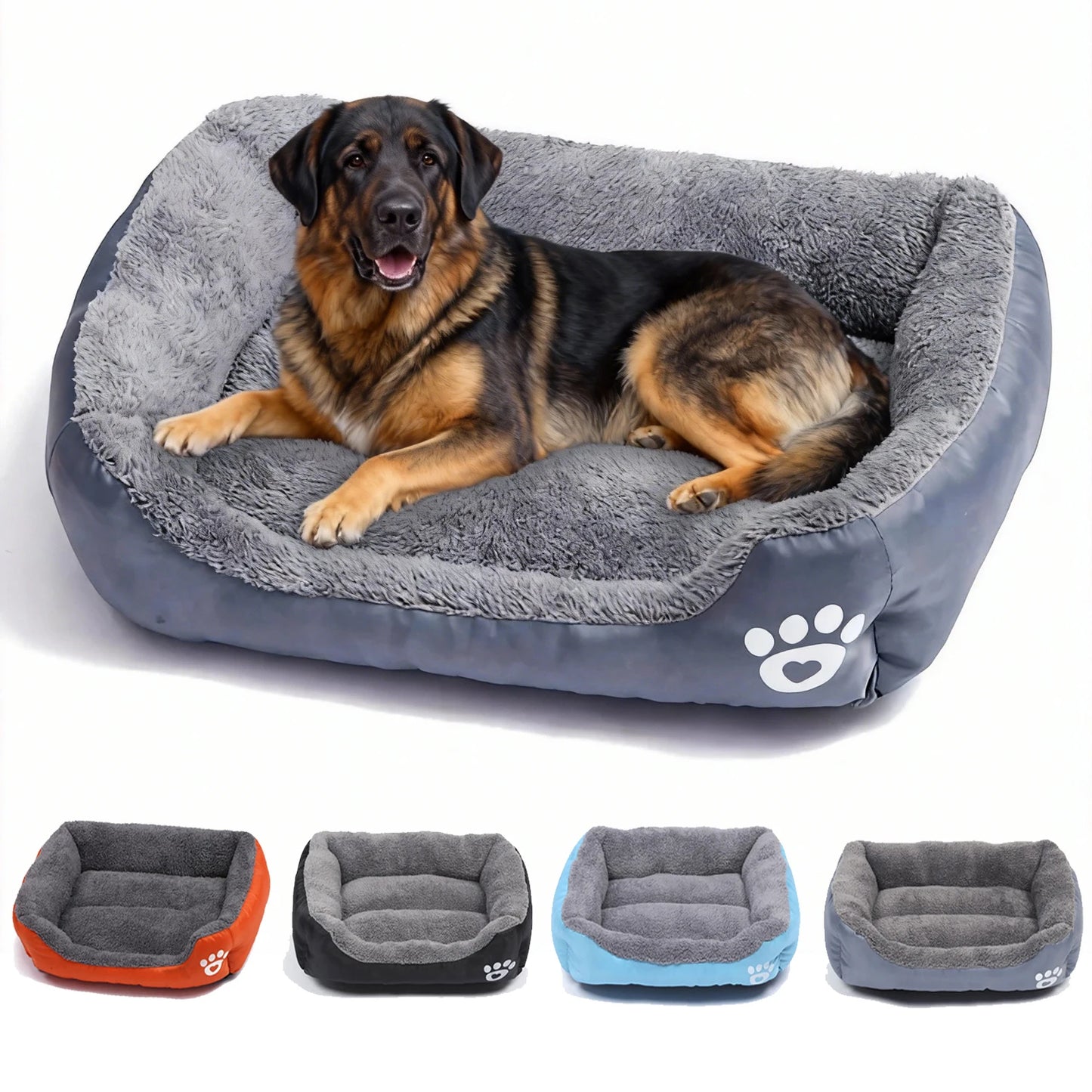 Soft Square Dog Sofa Bed — Warm & Washable