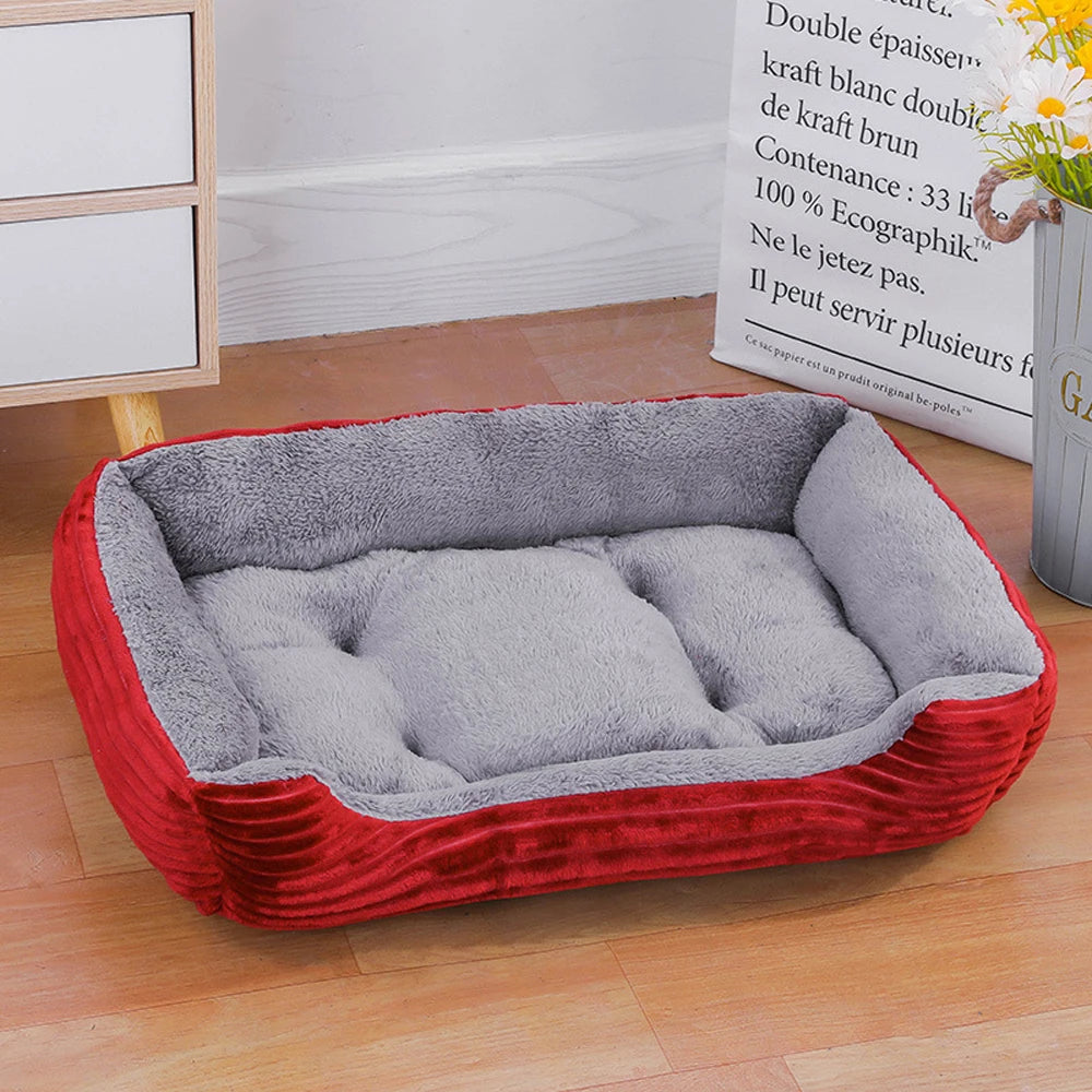 Soft Square Dog Sofa Bed — Warm & Washable