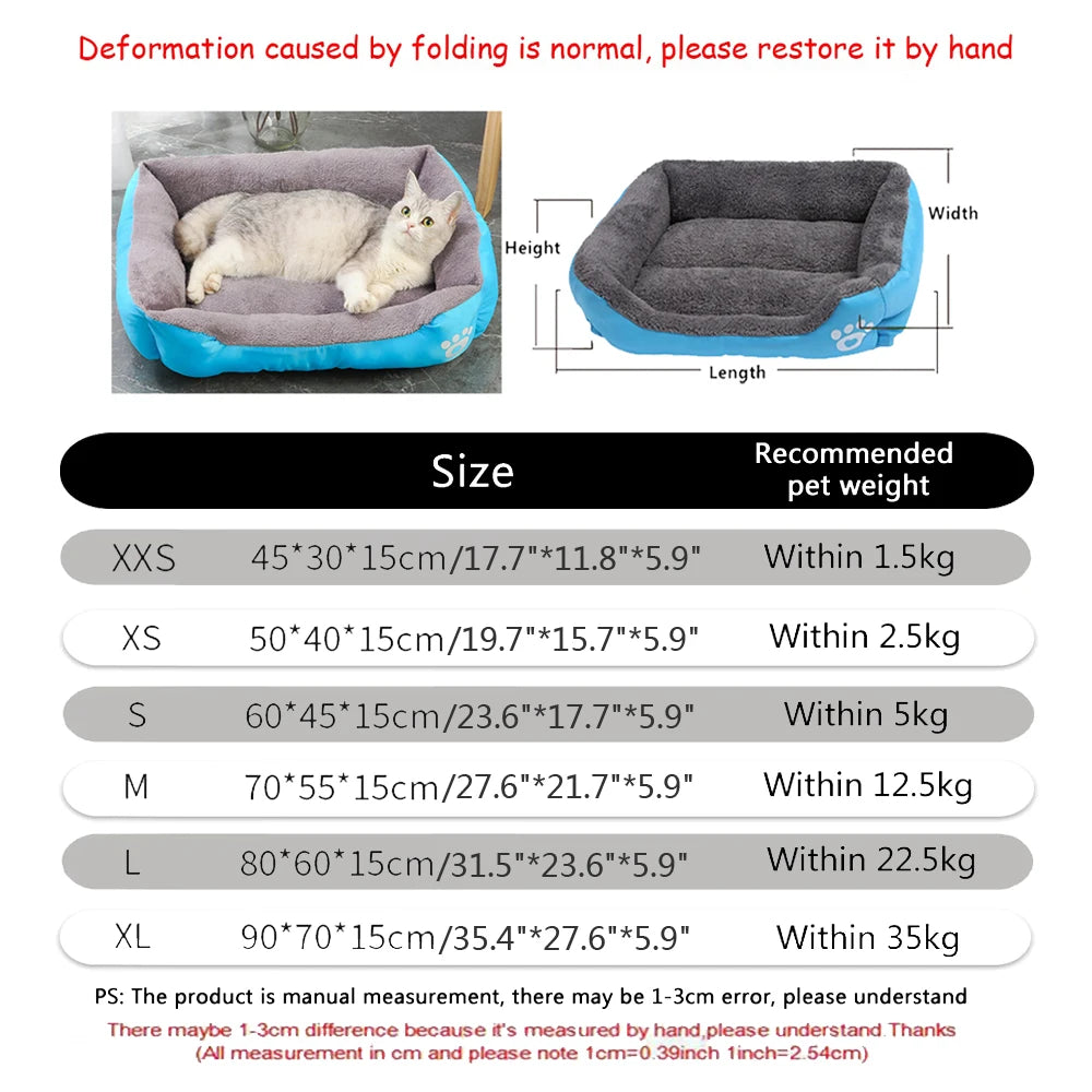 Soft Square Dog Sofa Bed — Warm & Washable