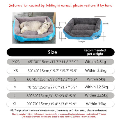 Soft Square Dog Sofa Bed — Warm & Washable