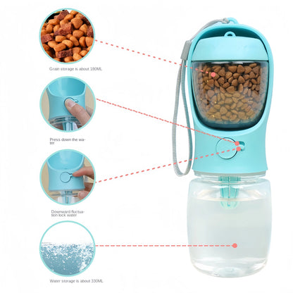 Portable Dog Water Bottle with Food Container