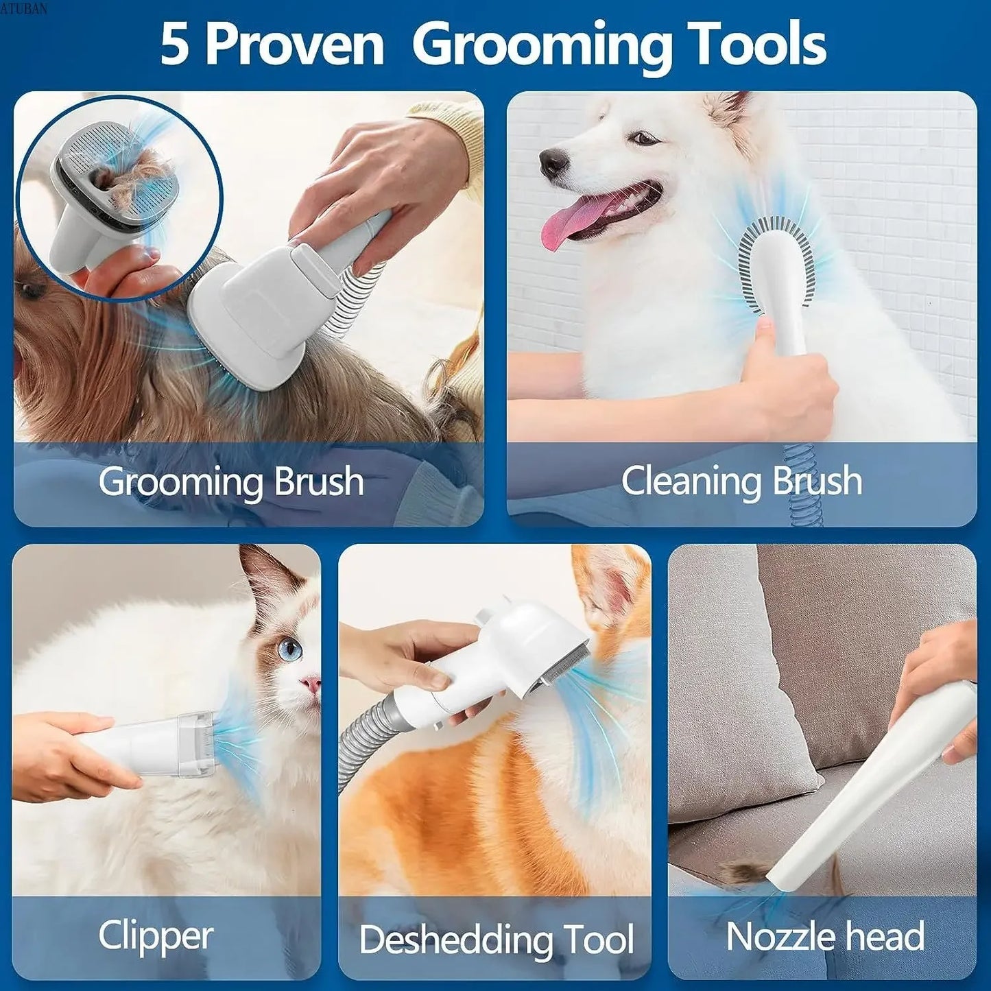5-in-1 Pet Grooming Vacuum Kit