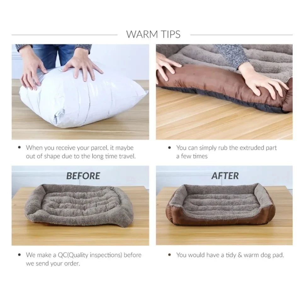 Soft Square Dog Sofa Bed — Warm & Washable